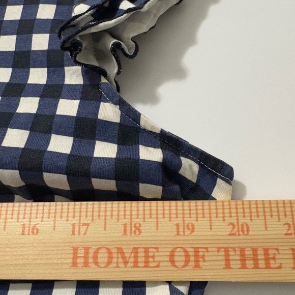 Kate Spade Blue Gingham Women's Peplum Cotton Top w/ Ruffled Cap Sleeves. XL - Picture 10 of 16